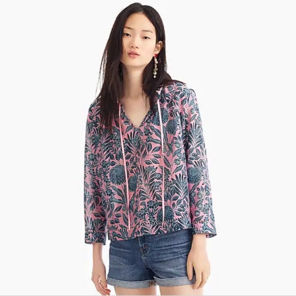 J. Crew x Abigail Borg Cotton-Silk Peasant Top